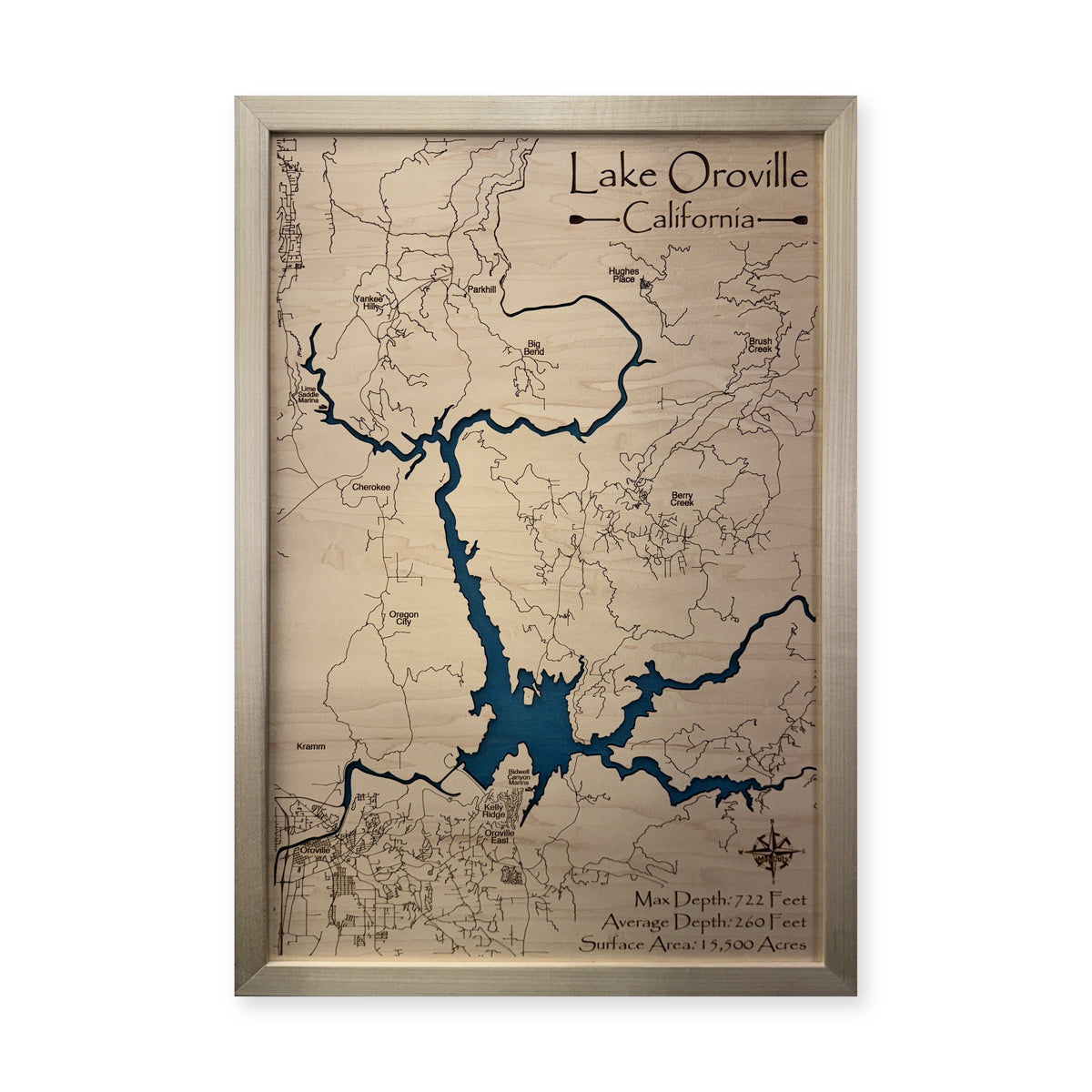 Oroville Natural wood map — single layer, white background