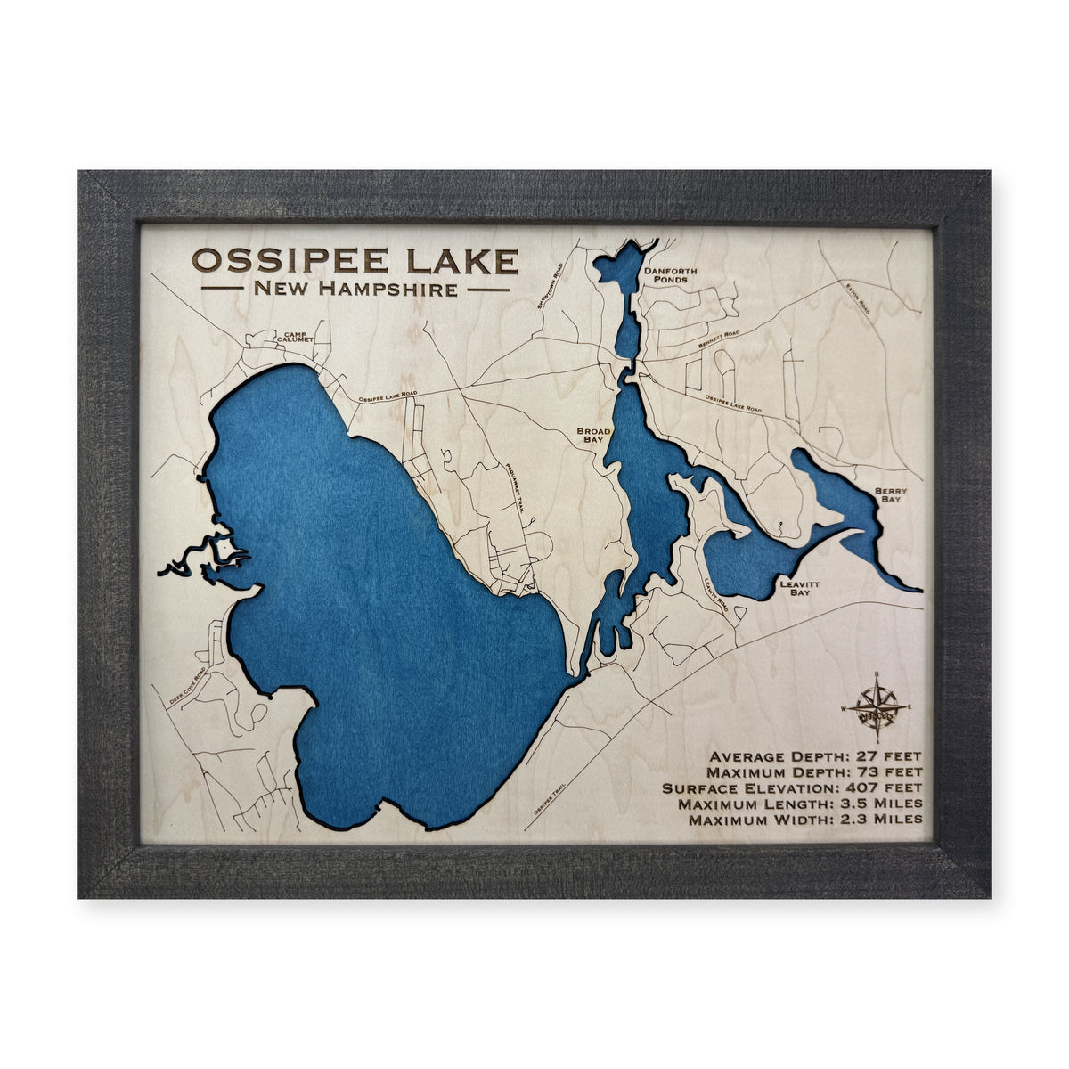 Ossipee Black wood map — single layer, white background