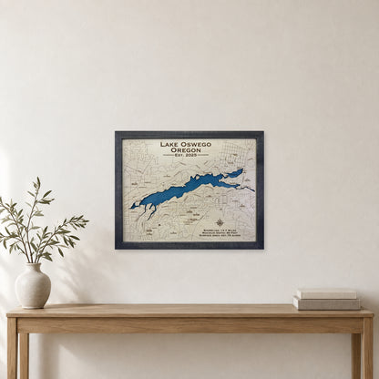 Oswego Finch wood map — single layer, staged room mockup