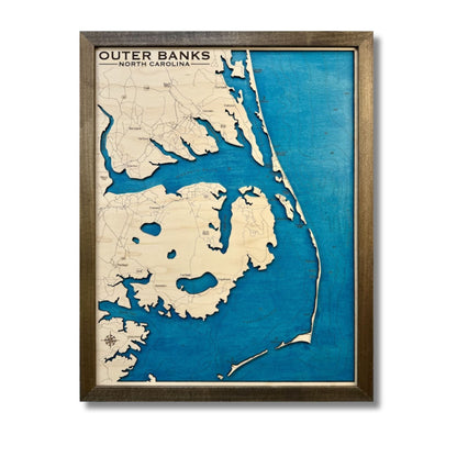 Outer Banks, North Carolina, Coastline Map