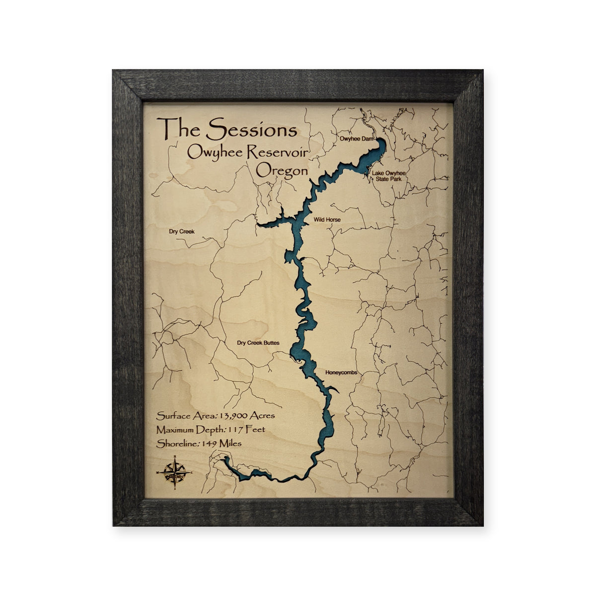 Owyhee Sessions wood map — single layer, white background