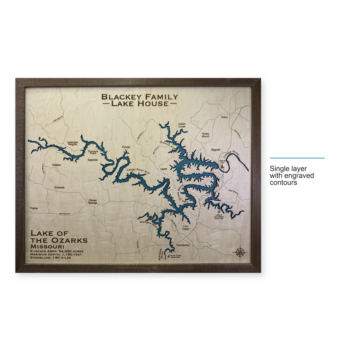 Ozarks Blackey wood map — single layer with engraved contours, layer option shown