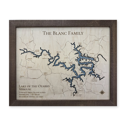 Ozarks Blanc wood map — single layer, white background