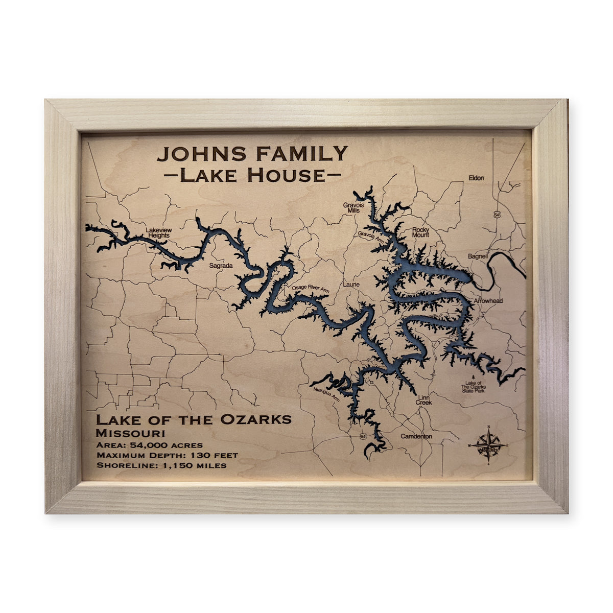 Ozarks Johns wood map — single layer, white background