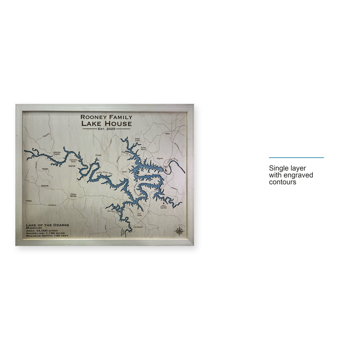 Ozarks Rooney wood map — single layer with engraved contours, layer option shown