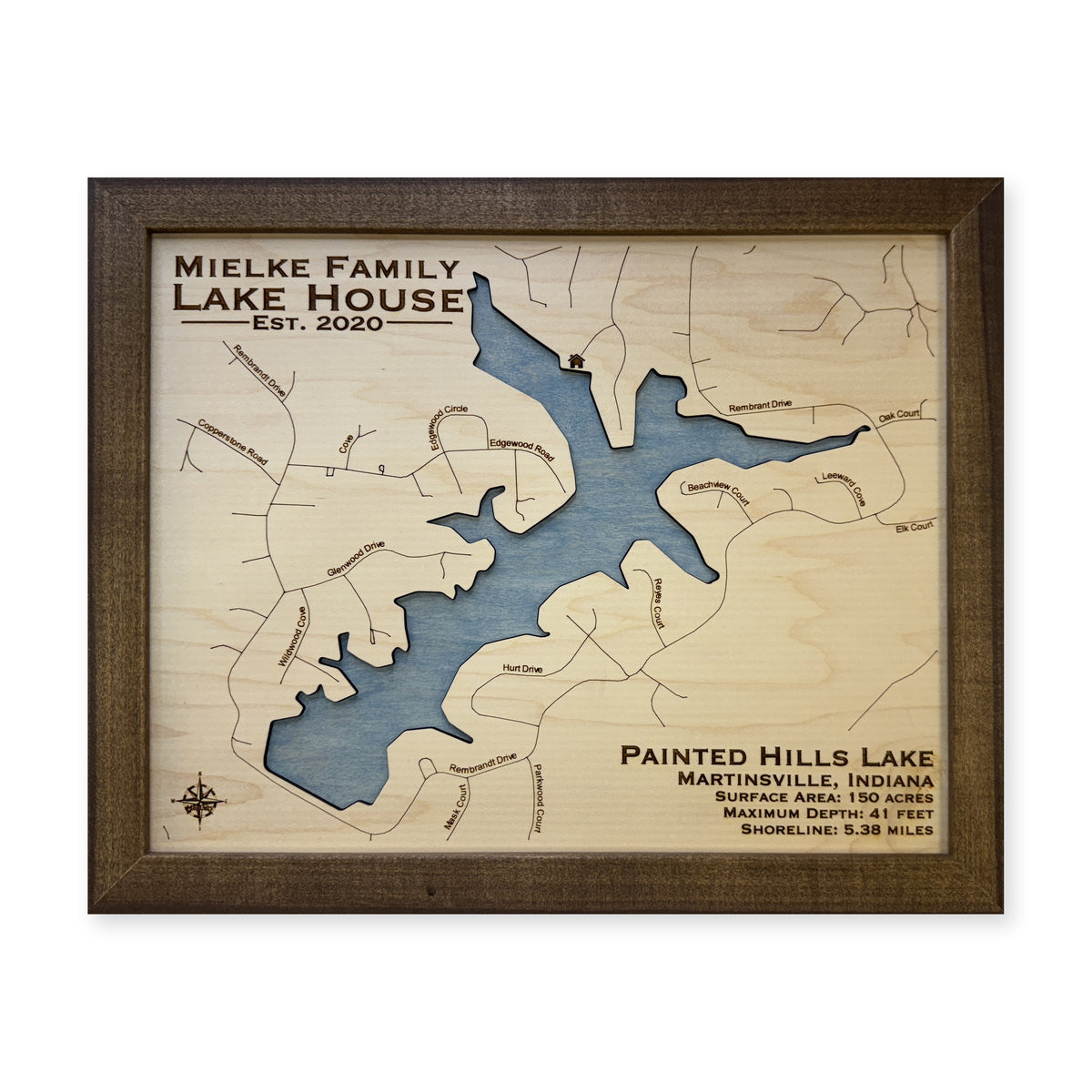 Painted Hills Lake wood map — single layer, white background