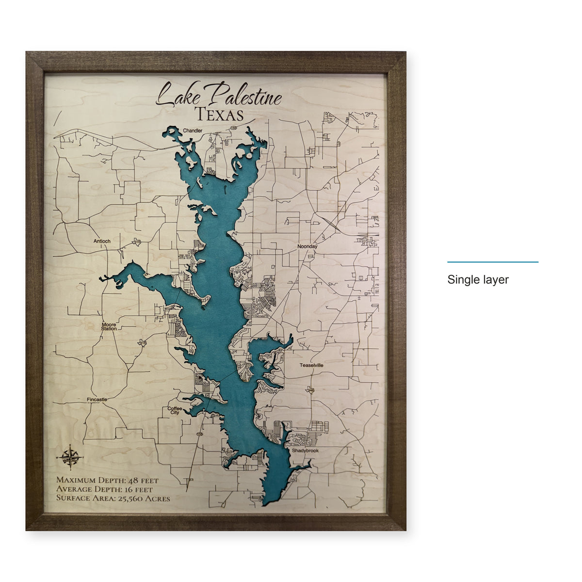 Palestine Walnut Single wood map — single layer, layer option shown