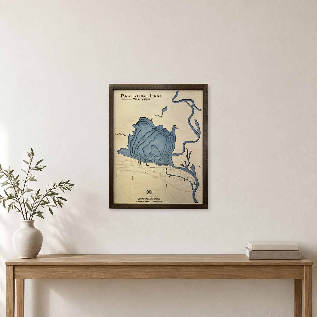 Partridge Jochman wood map — multilayer, staged room mockup