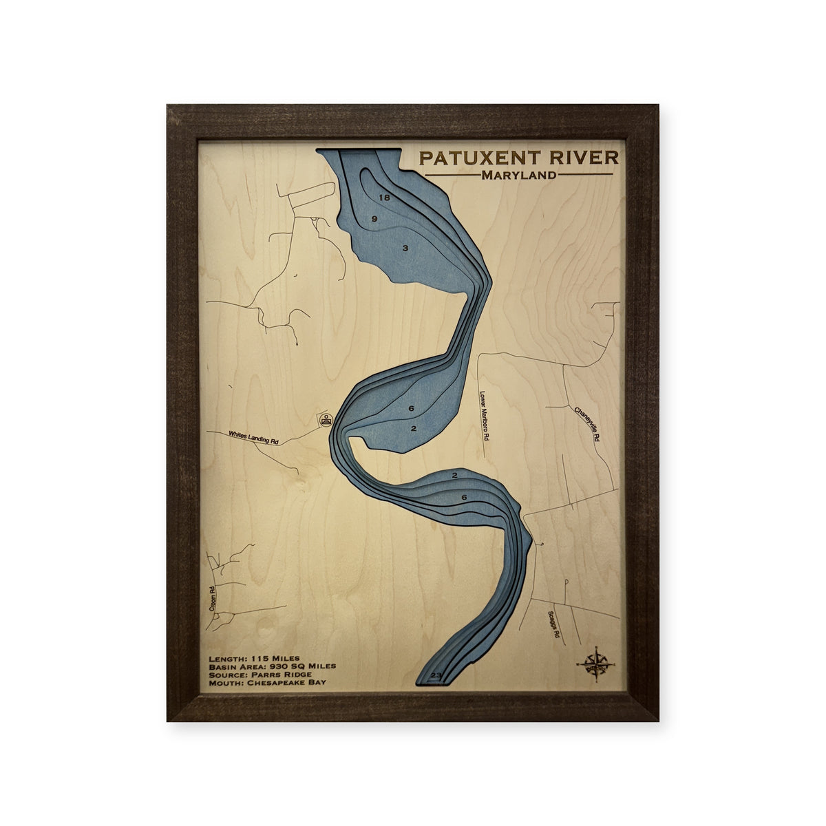 Patuxent River wood map — multilayer, white background