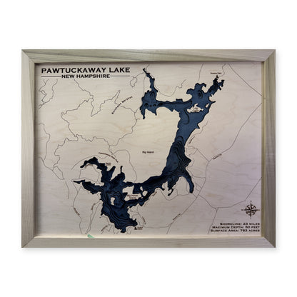 Pawtuckaway Natural Multi wood map — multilayer, white background