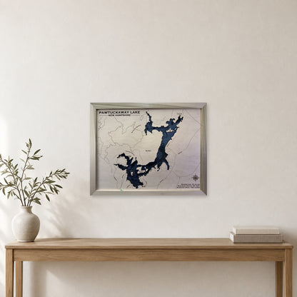 Pawtuckaway Natural Multi wood map — multilayer, staged room mockup