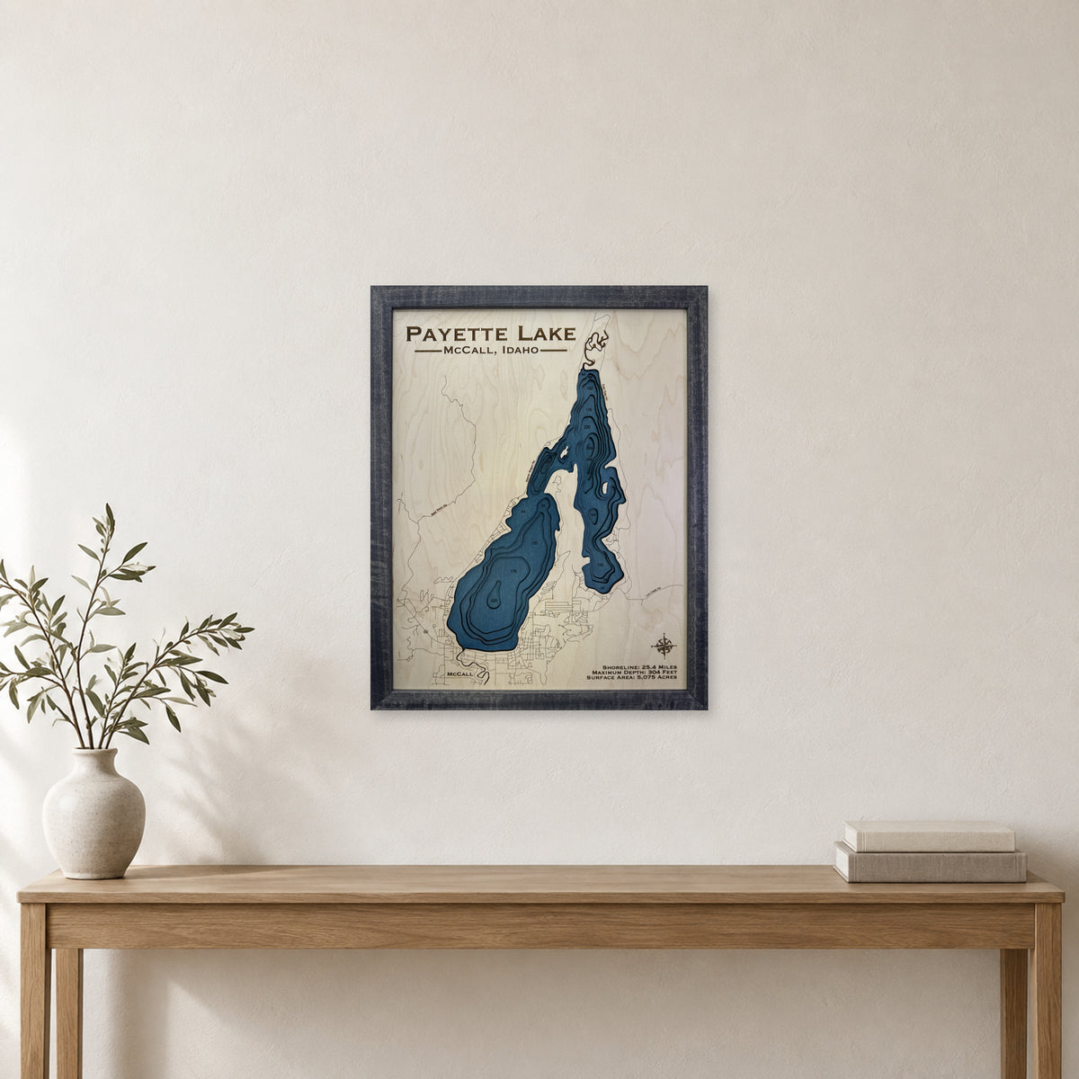 Payette Melanie wood map — multilayer, staged room mockup