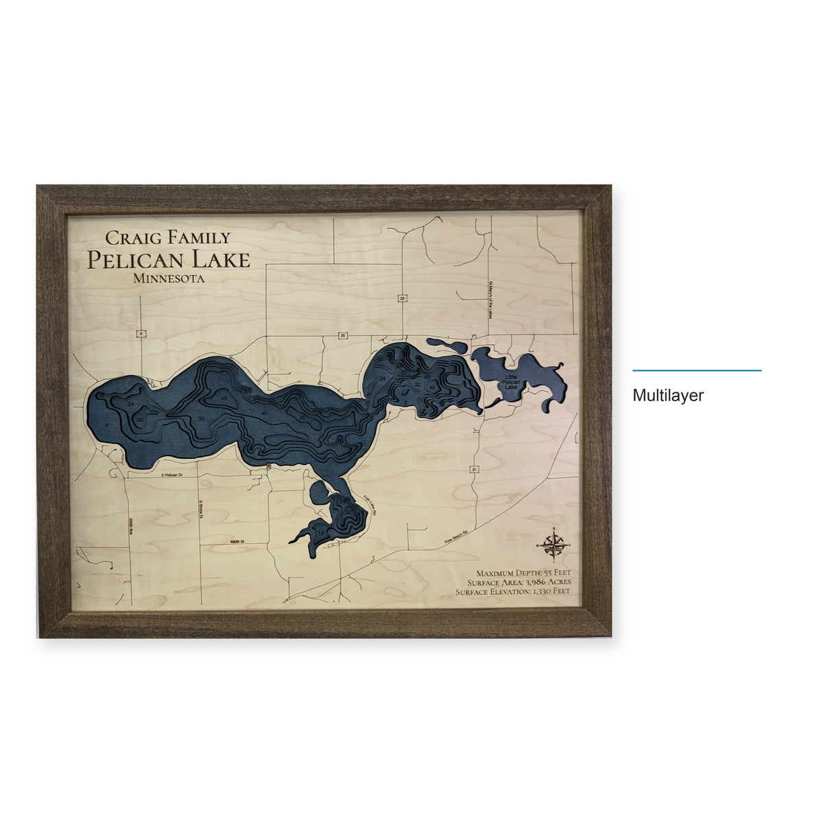 Pelican Lake Craig wood map — multilayer, layer option shown