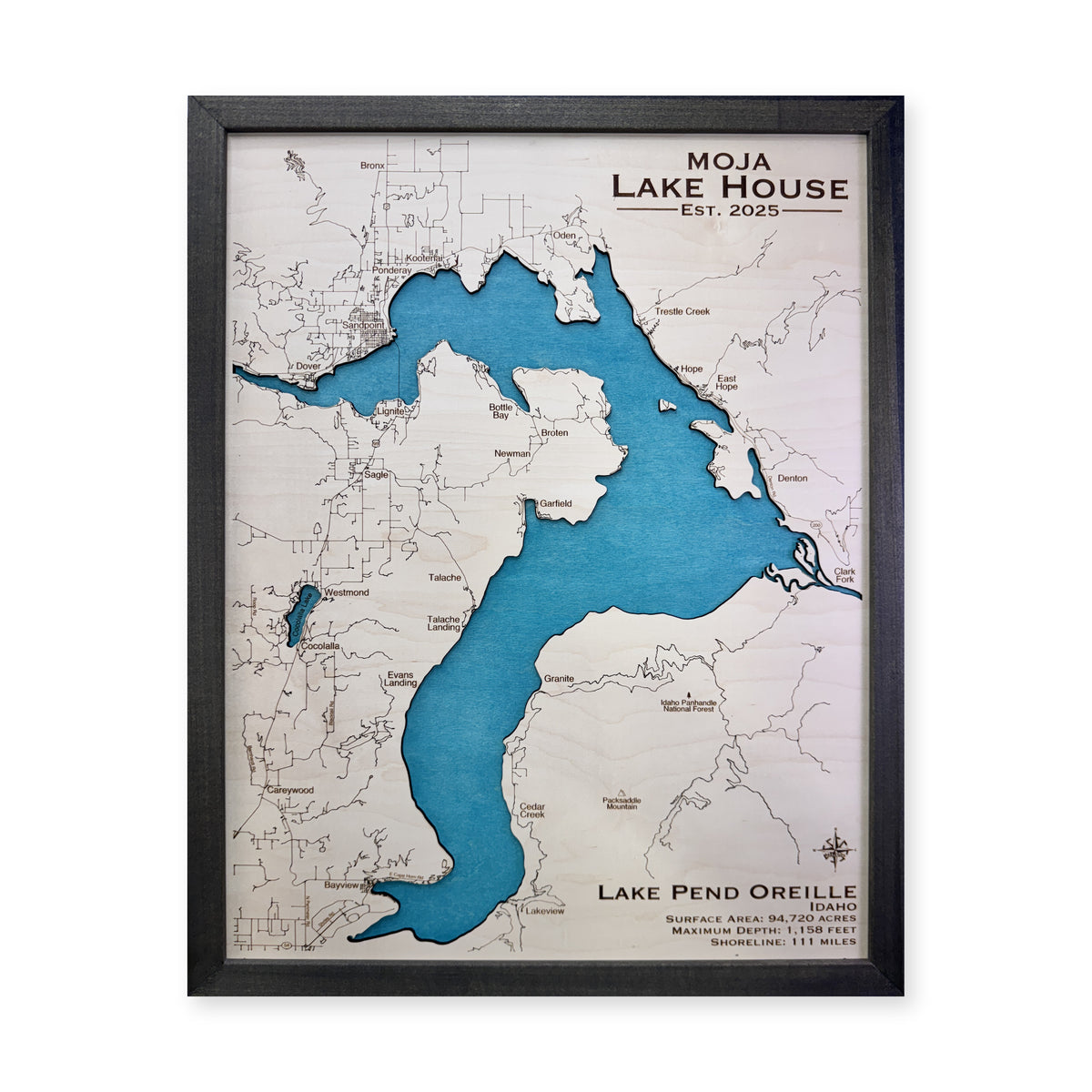 Pend Moja wood map — single layer, white background
