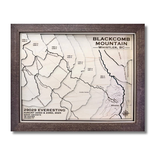 3D topographic map of Blackcomb Mountain with personalized text. 