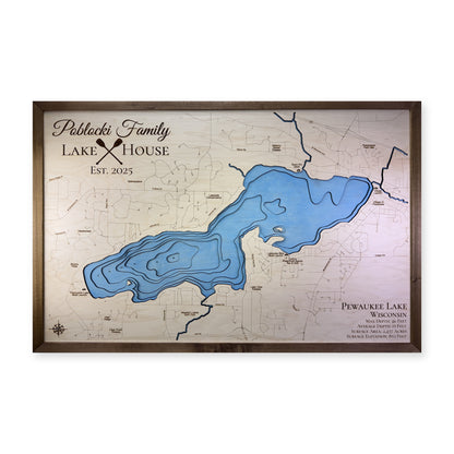 Pewaukee Poblocki wood map — multilayer, white background