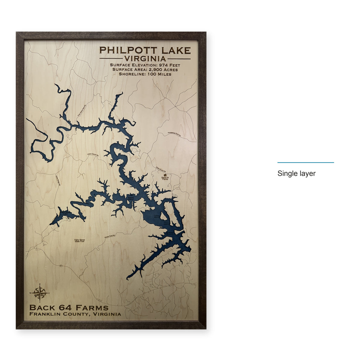 Philpott Back64 wood map — single layer, layer option shown
