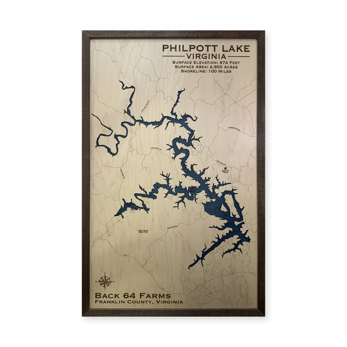 Philpott Back64 wood map — single layer, white background