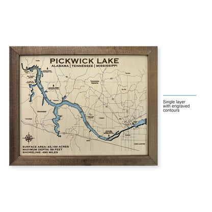 Pickwick Engraved wood map — single layer with engraved contours, layer option shown