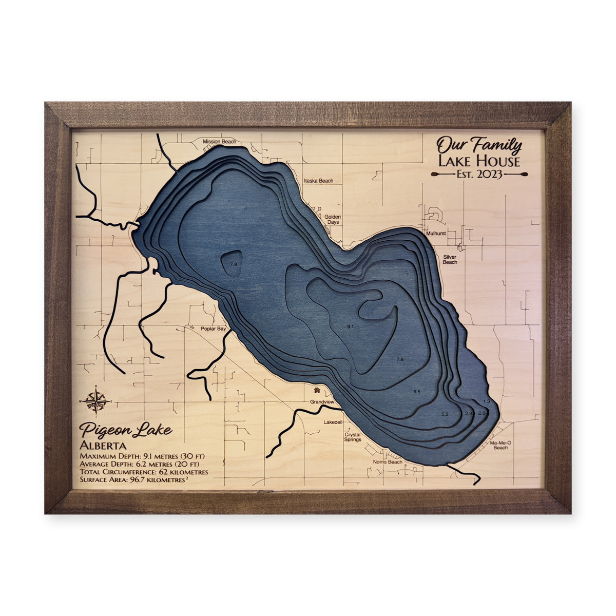 Pigeon Alberta Family wood map — multilayer, white background