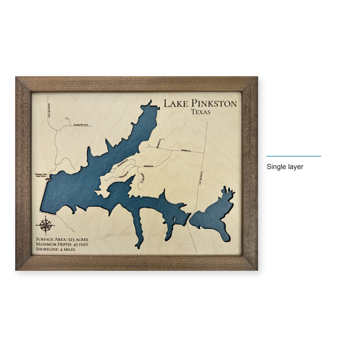 Pinkston Lake wood map — single layer, layer option shown