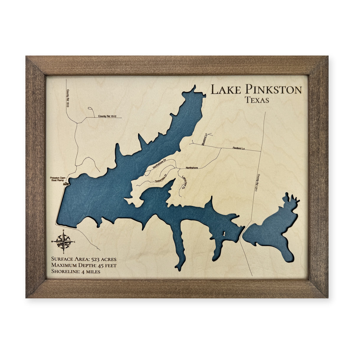 Pinkston Lake wood map — single layer, white background