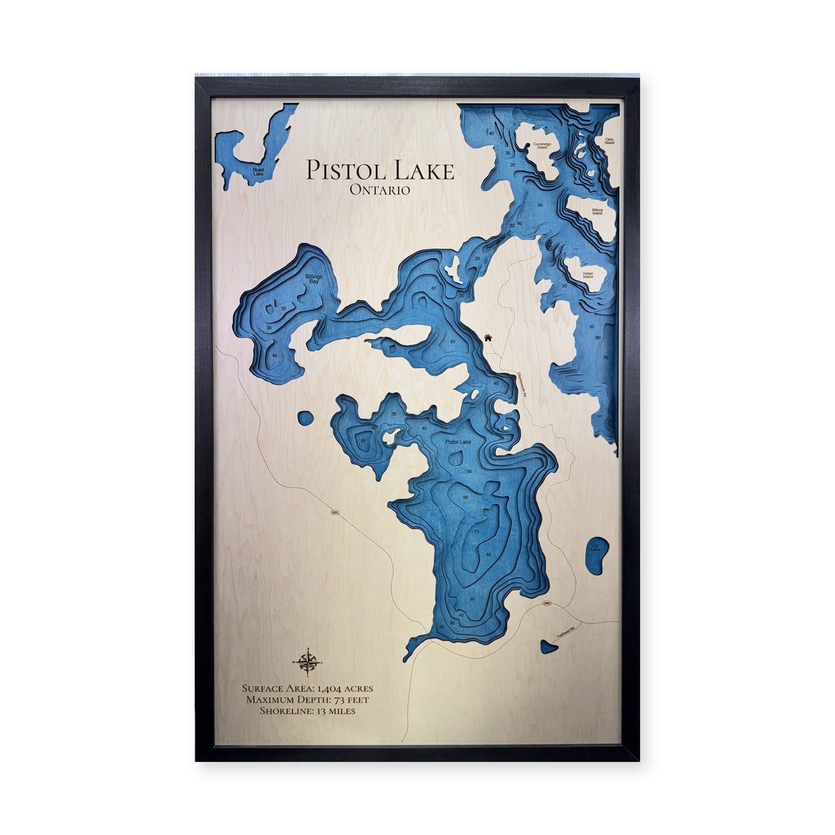 Pistol Hunt wood map — multilayer, white background