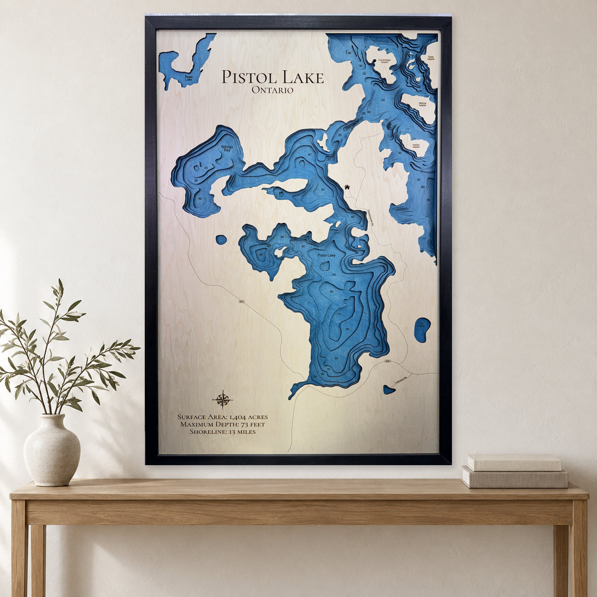 Pistol Hunt wood map — multilayer, staged room mockup
