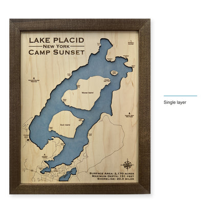 Placid Camp Sunset wood map — single layer, layer option shown