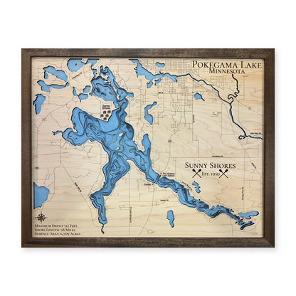 Pokegama Sunny Shores wood map — multilayer, white background