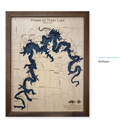 Pomme De Terre Walnut wood map — multilayer, layer option shown