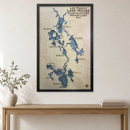 Portage Lee wood map — multilayer, staged room mockup