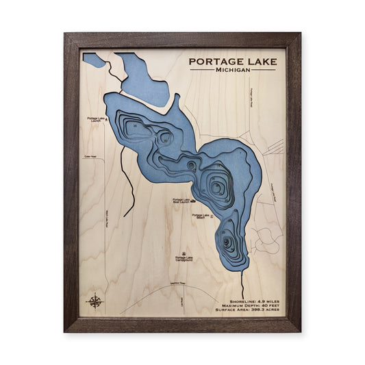 Portage Mcdonald wood map — multilayer, white background
