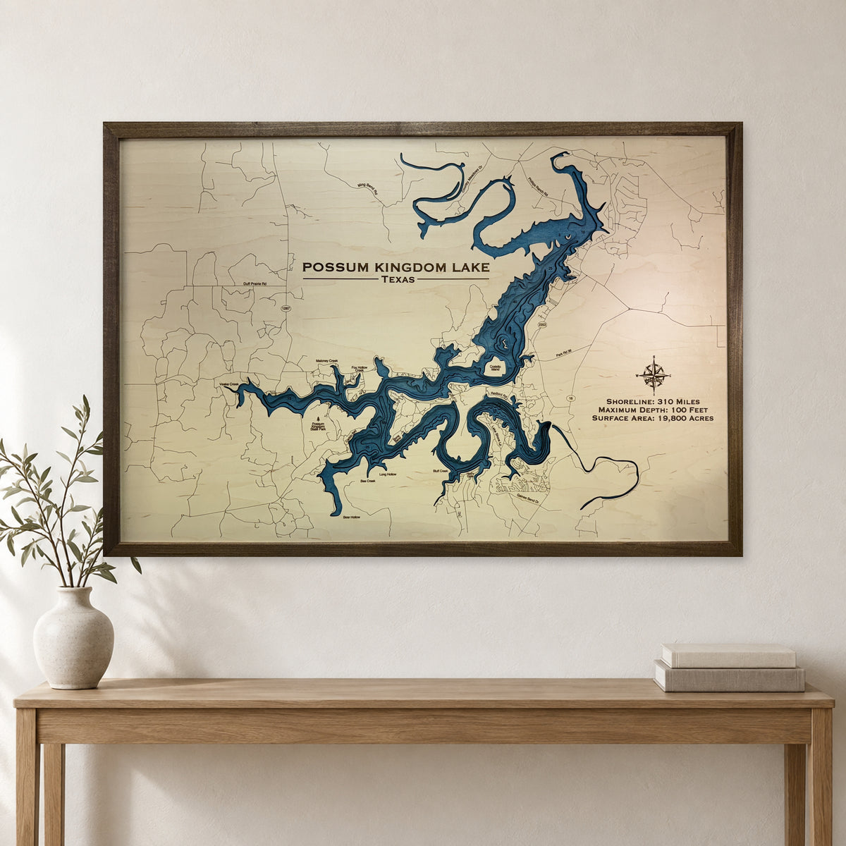 Possum Volmer wood map — multilayer, staged room mockup