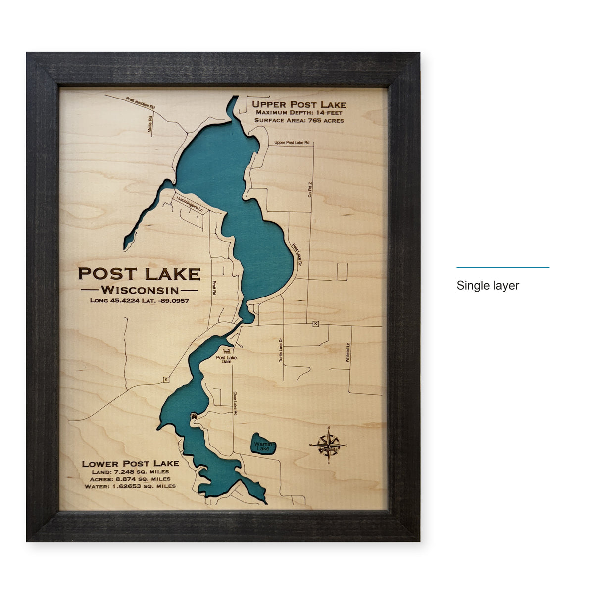 Post Lake wood map — single layer, layer option shown