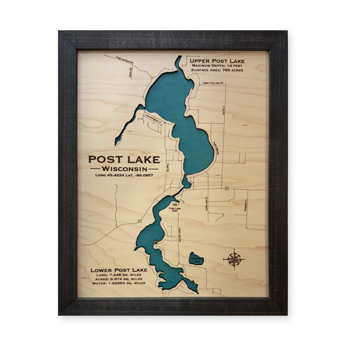 Post Lake wood map — single layer, white background