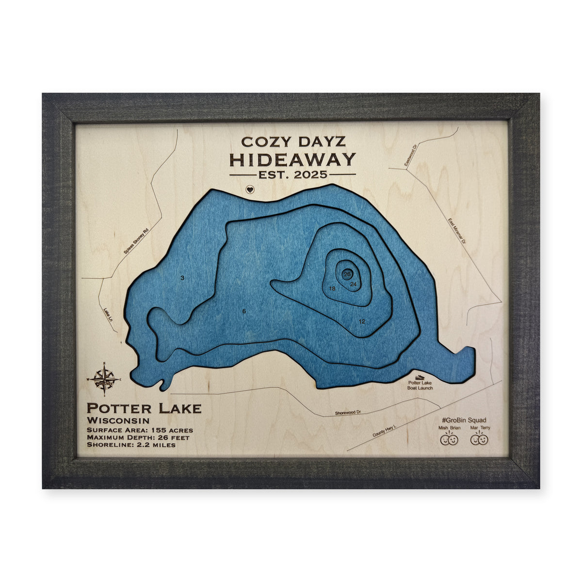 Potter Cozy Dayz wood map — multilayer, white background
