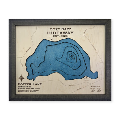 Potter Cozy Dayz wood map — multilayer, white background