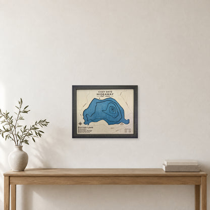 Potter Cozy Dayz wood map — multilayer, staged room mockup