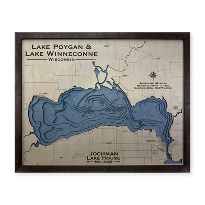Poygan Winneconne Jochman wood map — multilayer, white background