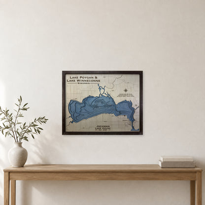 Poygan Winneconne Jochman wood map — multilayer, staged room mockup