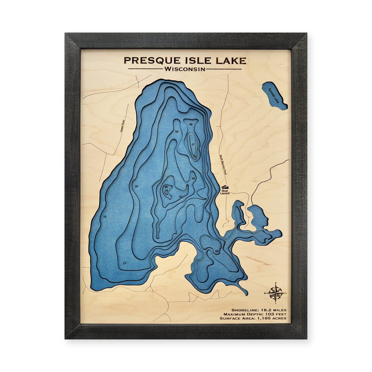 Presque Isle Multilayer wood map — multilayer, white background