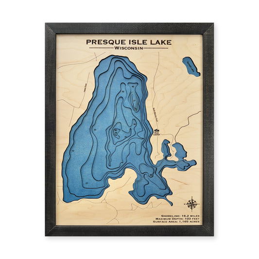Presque Isle Multilayer wood map — multilayer, white background