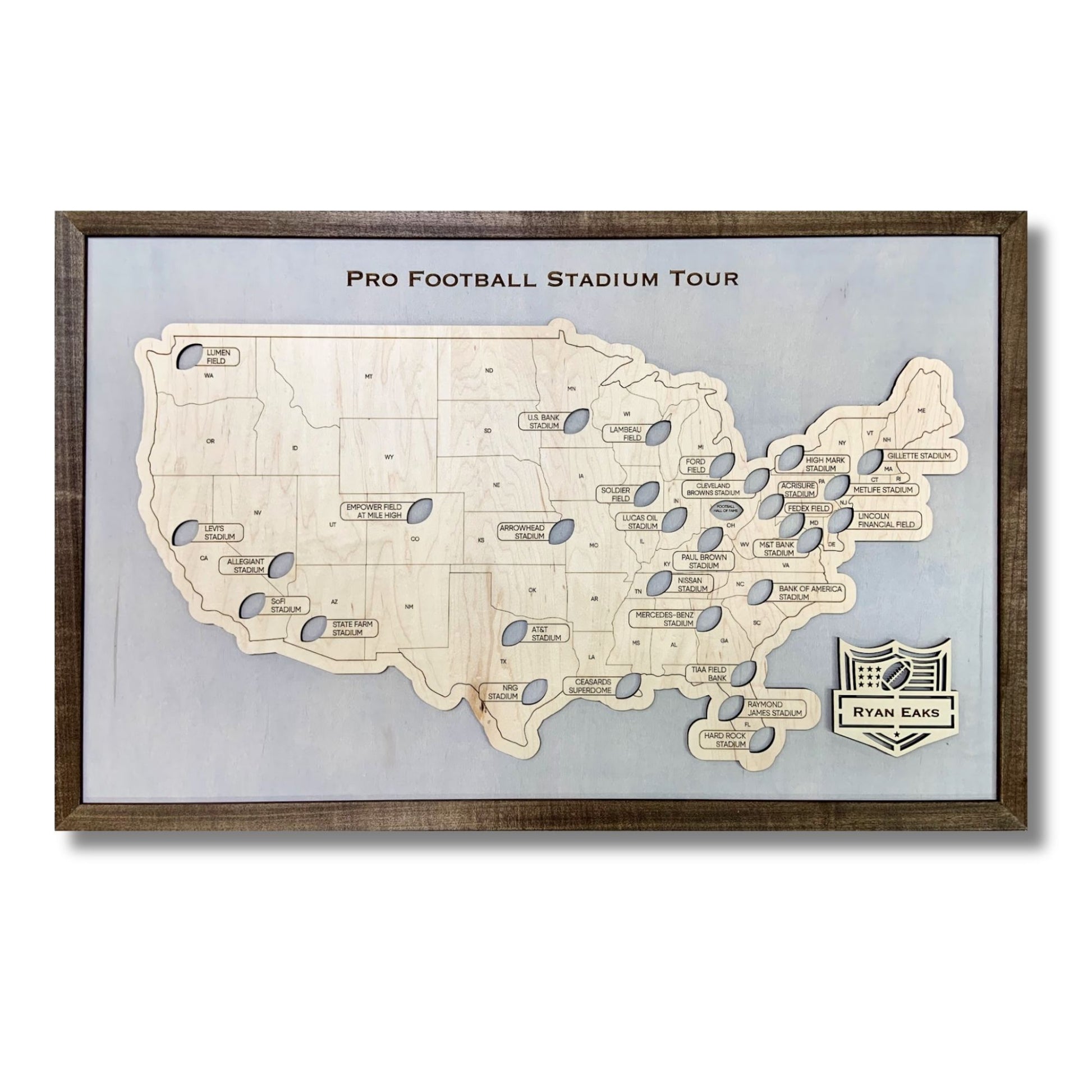 24x36 Pro Football Stadium Travel Map on a white background. 