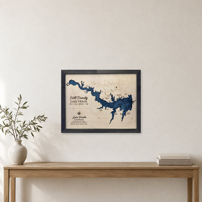 Pueblo Hill wood map — multilayer, staged room mockup