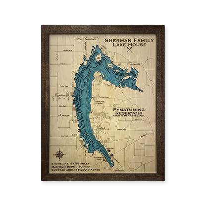 Pymatuning Sherman wood map — multilayer, white background