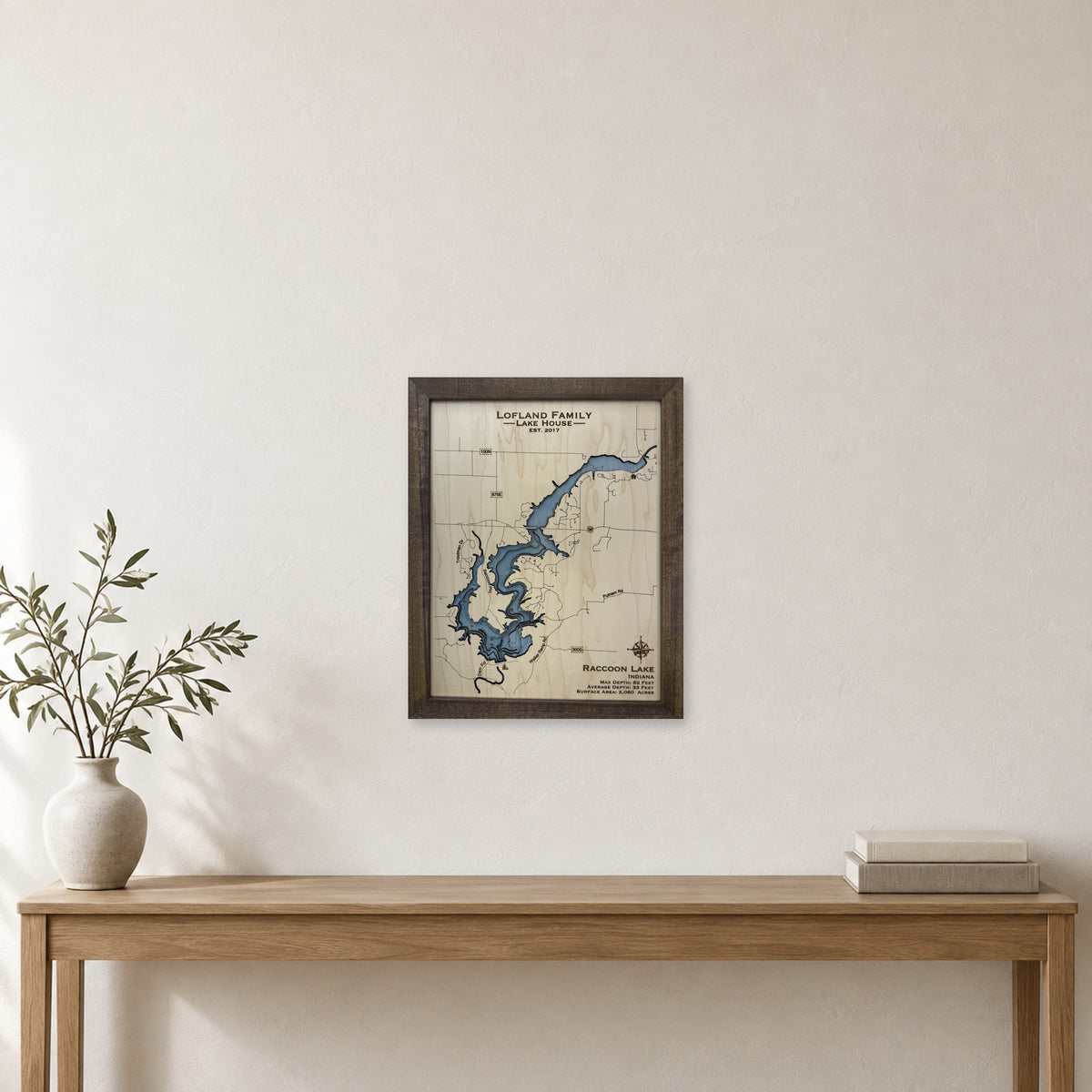 Raccoon Lofland wood map — multilayer, staged room mockup