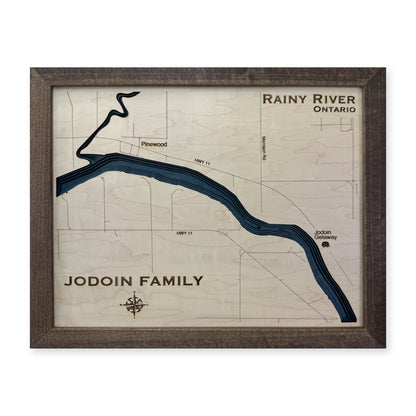 Rainy River Jodoin wood map — multilayer, white background