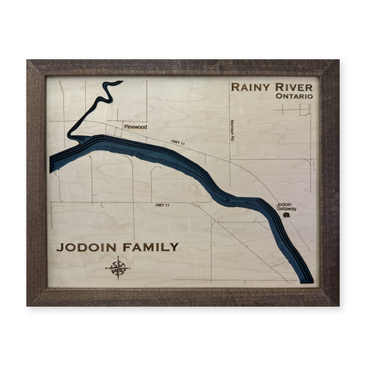 Rainy River Jodoin wood map — multilayer, white background