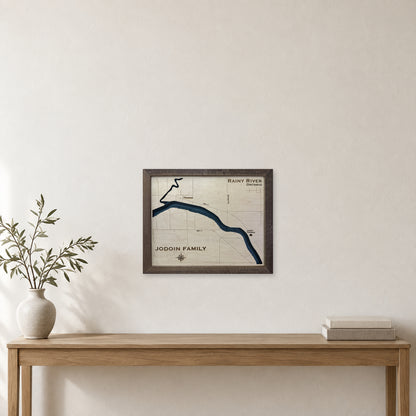 Rainy River Jodoin wood map — multilayer, staged room mockup